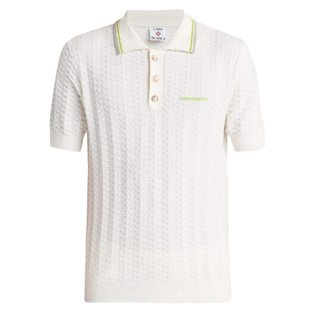 Tennis Boucle Polo Shirt In White