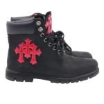 Timberland X Ch Cross Patch Boots In Black With Triple Cross Red