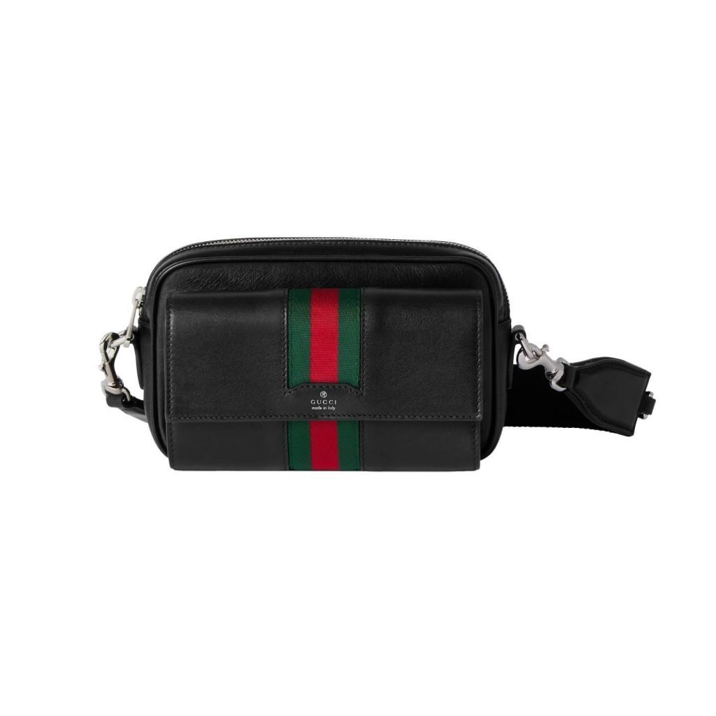 Web Trademark Mini Bag Black Soft Leather
