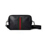 Web Trademark Small Crossbody Bag Black Leather