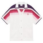 White & Pink Stripe Short Sleeve Crochet Shirt – Sh538