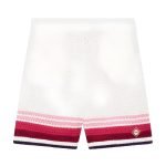 White & Pink Striped Crochet Shorts