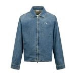 Zipped Jacket Blue Cotton Twill