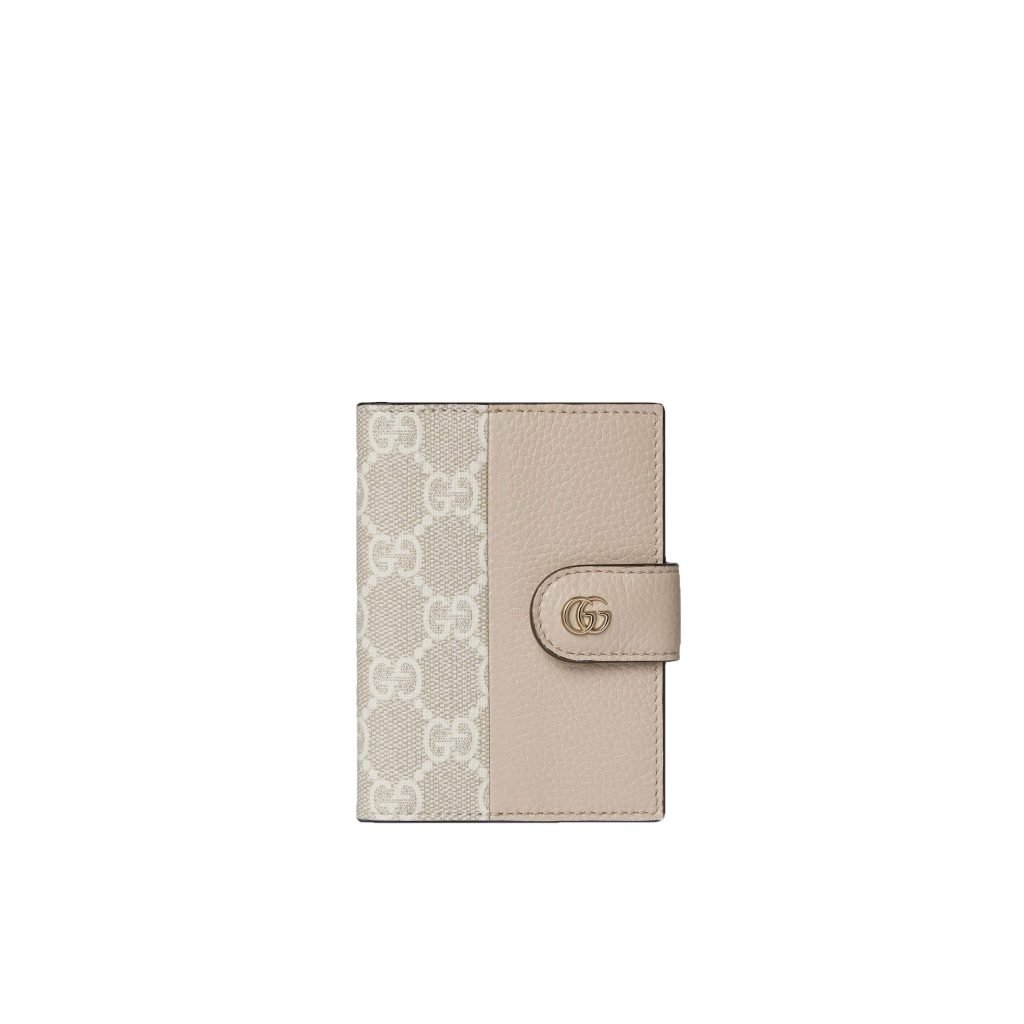 Bi-Color GG Marmont Card Case Beige And Brown Leather