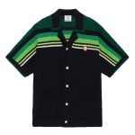 Black & Green Striped Short Sleeve Crochet Shirt – Sh537