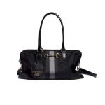 Borsetto Large Boston Bag Grey And Black GG Canvas