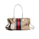 Borsetto Large Boston Bag Sand And Brown GG Canvas