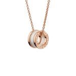 B.zero1 Necklace With 18 Kt Rose Gold Chain And With 18 Kt Rose Gold And White Ceramic Pendant