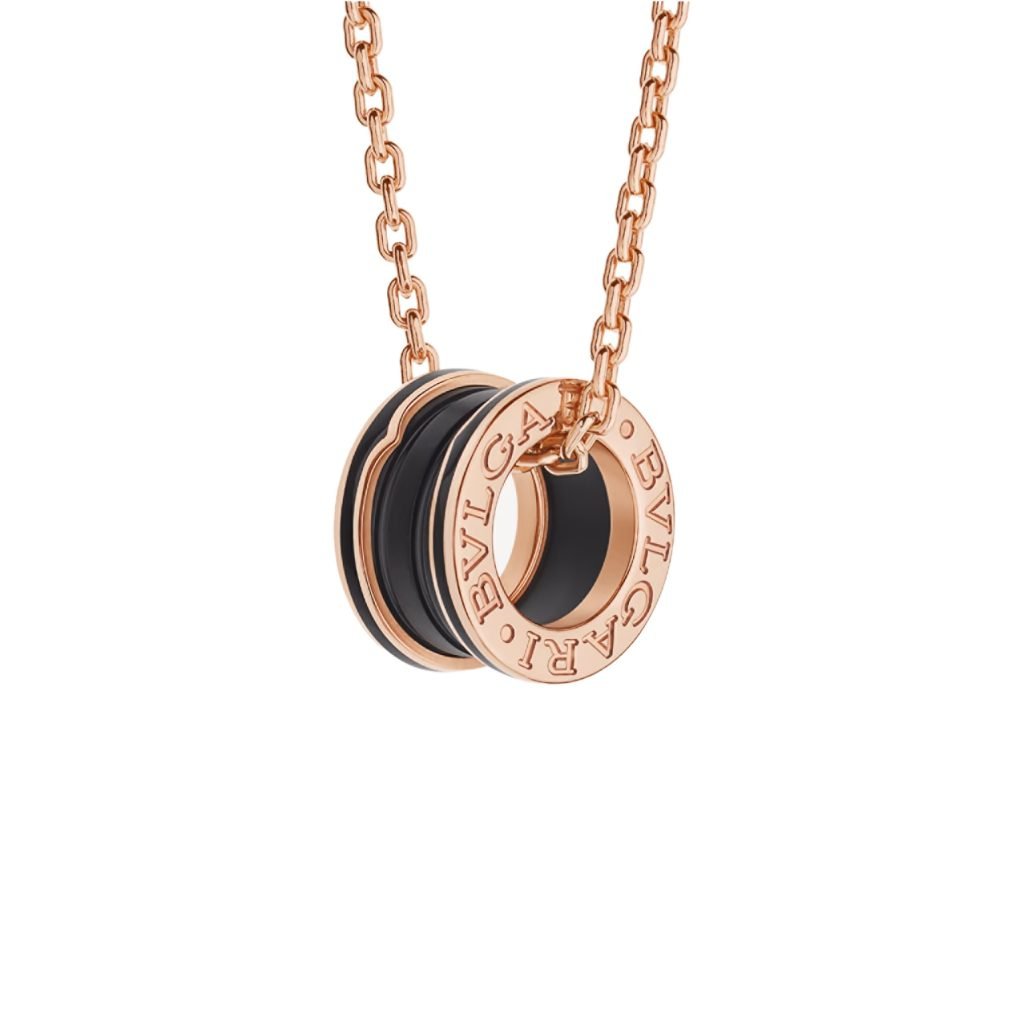 B.zero1 Pendant Necklace In 18 Kt Rose Gold With Matte Black Ceramic