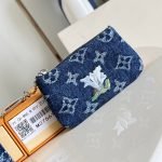 Cles Pochette Key Pouch Blue Monogram Flowers Denim M27561