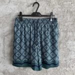 Dark Green Radiating Monogram Silk Shorts
