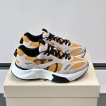 Demivee Mesh And Suede Sneakers In White And Yellow – Vl227
