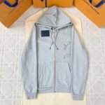 Embroidered Signature Zipped Hoodie In Grey 1Ak7Fg