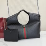 Giglio Large Tote Bag Black Soft Perforated GG Leather