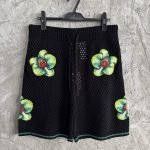 Glitch Orchid Embroidered Crochet Shorts In Black