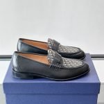 Granville Loafers Black Smooth Calfskin With Beige And Black Oblique Jacquard – Cd489