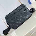 Alpha Messenger Bag Black Monogram Shadow Calfskin Leather M28785