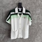 Green & White Tennis Stripe Crochet Short Sleeve Shirt – Sh541