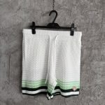 Green & White Tennis Stripe Crochet Shorts