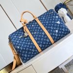 Keepall Bandouliere 50 Bag Blue Monogram Denim Flowers M27781