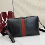Mega Web Trademark Medium Crossbody Bag Black Soft Calf Leather
