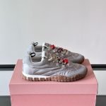 Miumiu Tyre Technical Fabric And Suede Sneakers In Grey