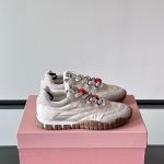 Miumui Tyre Technical Fabric And Suede Sneakers In White