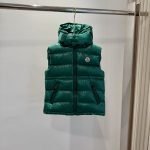 Moncler Ania Hooded Down Gilet In Green
