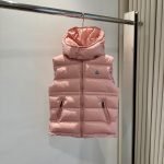 Moncler Ania Hooded Down Gilet In Pink