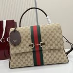 Paparazzo Large Top Handle Bag Sand And Brown GG Canvas
