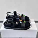 Pebble Beads Fussbett Sandals Black Nappa Lambskin