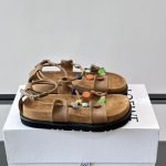 Pebble Beads Fussbett Sandals Brown Nappa Lambskin