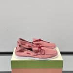Pink Nubuck Boat Loafers