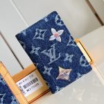 Pocket Organizer Wallet Blue Monogram Flowers Denim M27560
