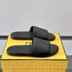 Roma Logo Embossed Slides Black Leather – Fd185
