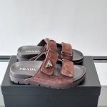 Suede Band Sandals In Dark Brown – Pds46