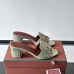 Summer Charms Sandals Khaki Green Suede Goatskin