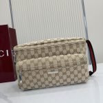 Tag Medium Crossbody Bag Sand And Brown GG Canvas