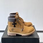Timberland X Ch Cross Patch Boots In Brown With Trip Cross Black