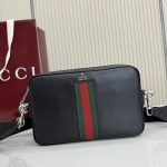 Web Trademark Small Crossbody Bag Black Leather