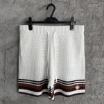 White & Brown Tennis Stripe Crochet Shorts
