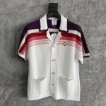 White & Pink Stripe Short Sleeve Crochet Shirt – Sh538