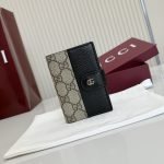 Bi-Color GG Marmont Card Case Black Leather