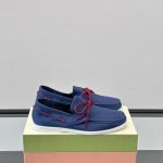 Blue Nubuck Boat Loafers
