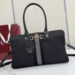 Borsetto Large Boston Bag Grey And Black GG Canvas
