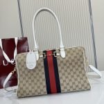 Borsetto Large Boston Bag Sand And Brown GG Canvas