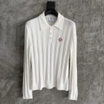 Boucle Long-Sleeve Polo Sweater In White – Sk808