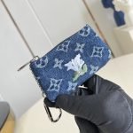 Cles Pochette Key Pouch Blue Monogram Flowers Denim M27561