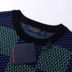 Cotton T-Shirt With Damier Jacquard Fabric In Green And Blue 1Ahbct