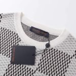 Cotton T-Shirt With Damier Jacquard Fabric In Grey And White